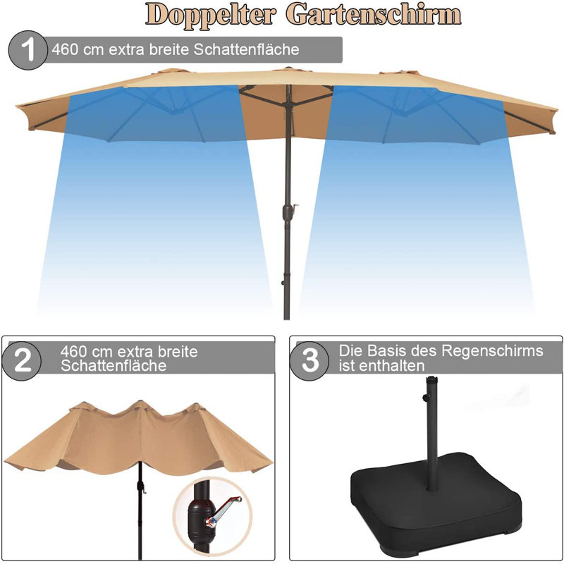 Thaxted 4.6m Traditional Parasol, Beige