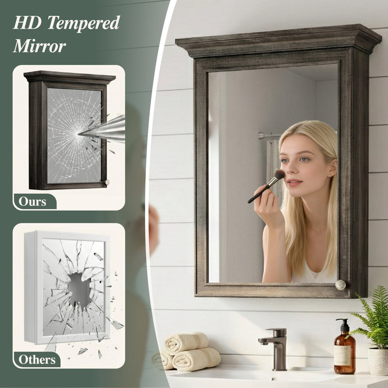 Medicine Cabinet With Mirror and Adjustable Shelves