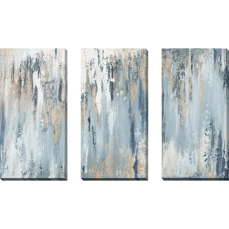 "Blue Illusion I", ensemble de 3 impressions sur toile