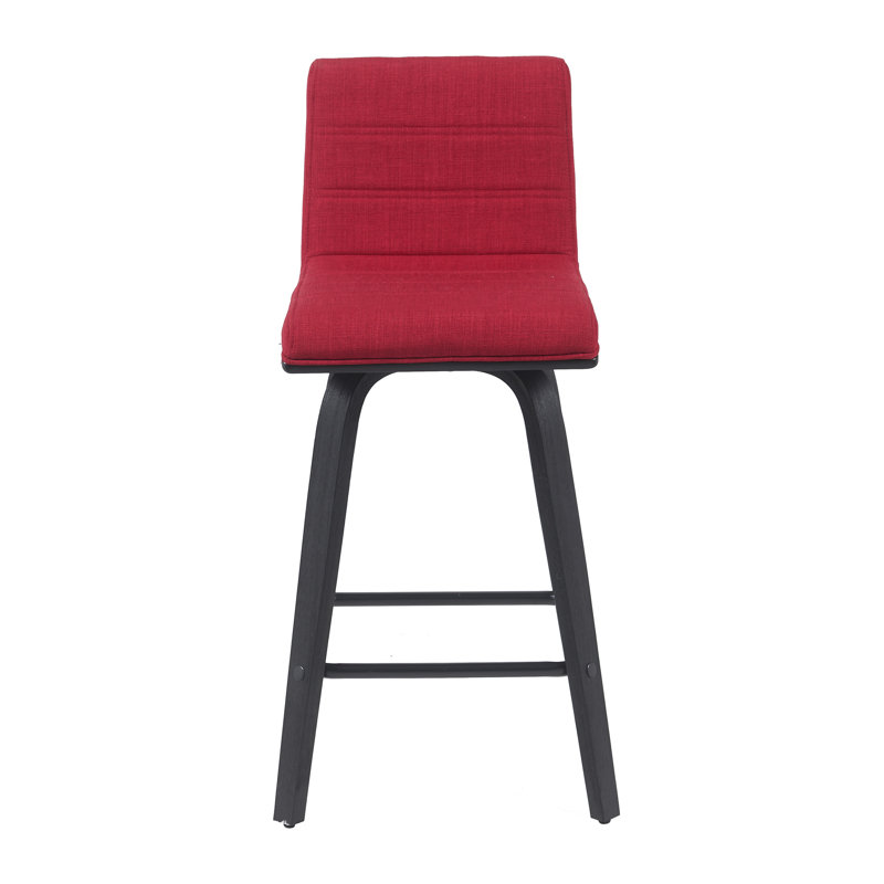 Tabouret de bar ou de bar avec siège rembourré et structure en bois Fowey Biance, Noir, Rouge