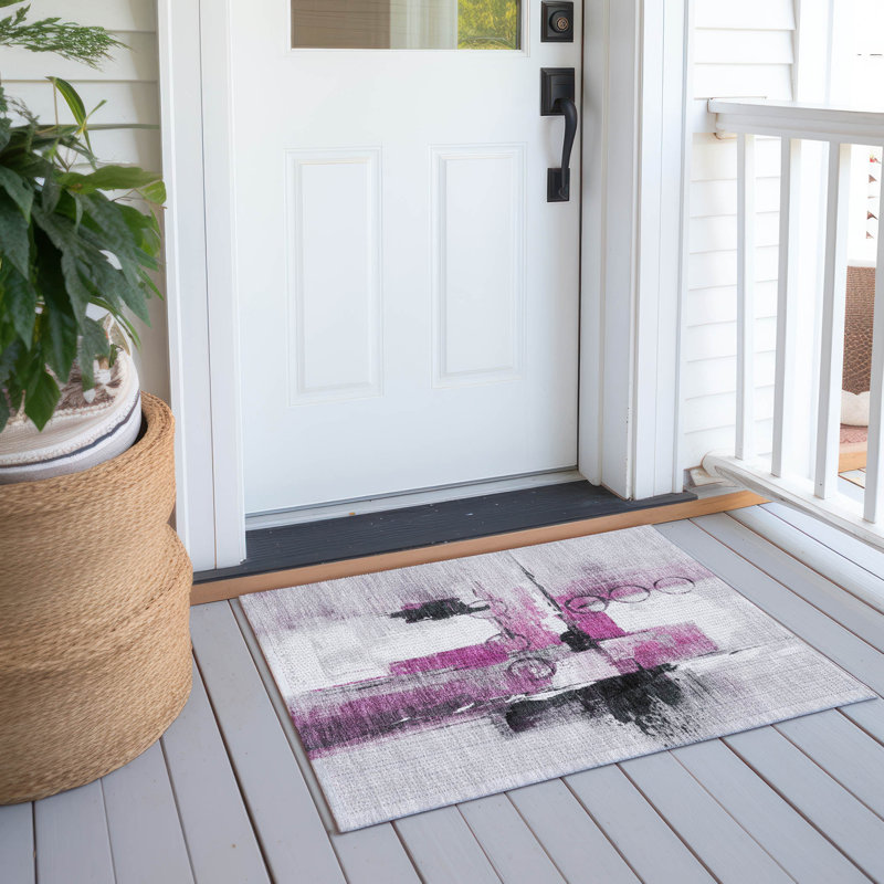 Tapis moderne intérieur / extérieur lavable à la machine ACN2751, Rose, 1 pi 8 po x 2 pi 6 po