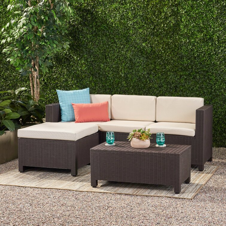 Outdoor Injection Moulded Small Space 3 Seater L Shaped Sectional