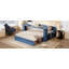Grand lit de jour avec bureau amovible, tiroirs de rangement et table d'appoint hydraulique, bleu