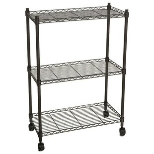 HealSmart 4-Tier Heavy Duty Foldable Metal Rack Storage Shelving Unit with Wheels Moving Easily Organizer Shelves Great for Garage Kitchen Holds Up
