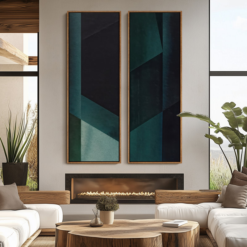 «Vintage Landscape Wall Art», ensemble de 2 toiles encadrées 20 x 60 pouces, Naturel