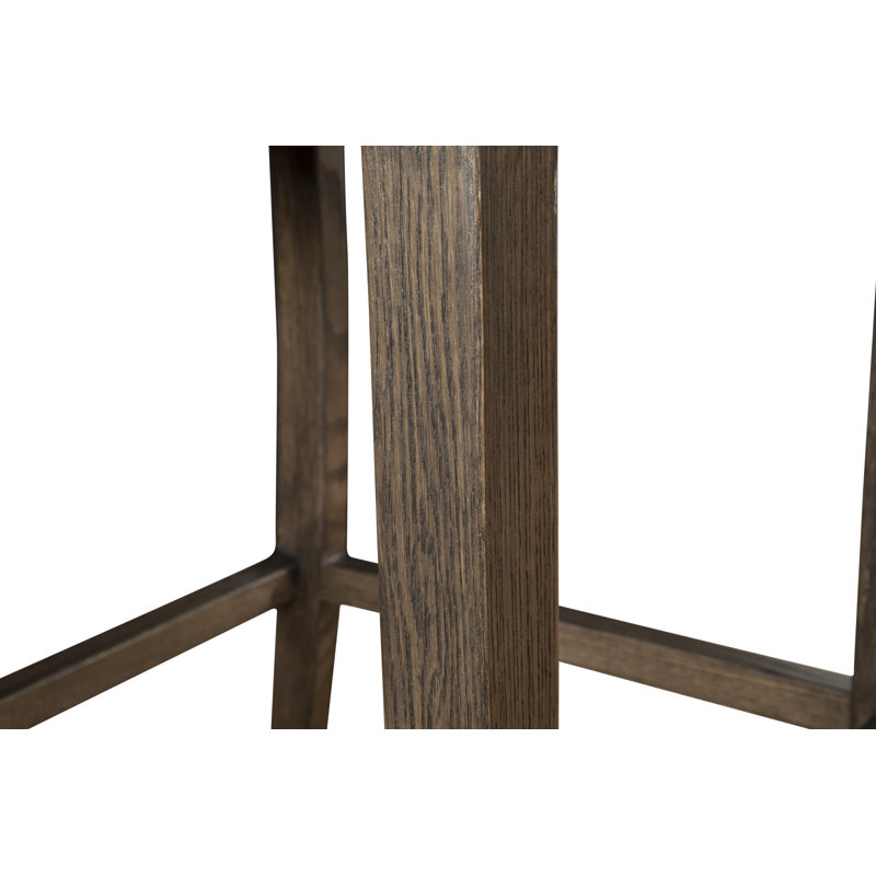 Aven Upholstered Stool with Solid Wood Frame, Leather-Black