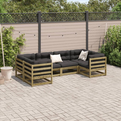 6 Piece Garden Sofa Set Solid Wood Pine