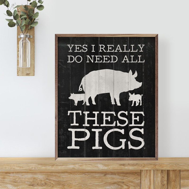 Tous ces cochons - noir, Blanc / noir, H 30 po x l 24 po