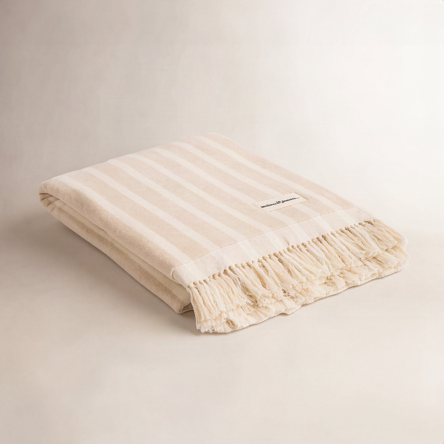 Striped Cotton Beach Towel, Monaco Natural Stripe