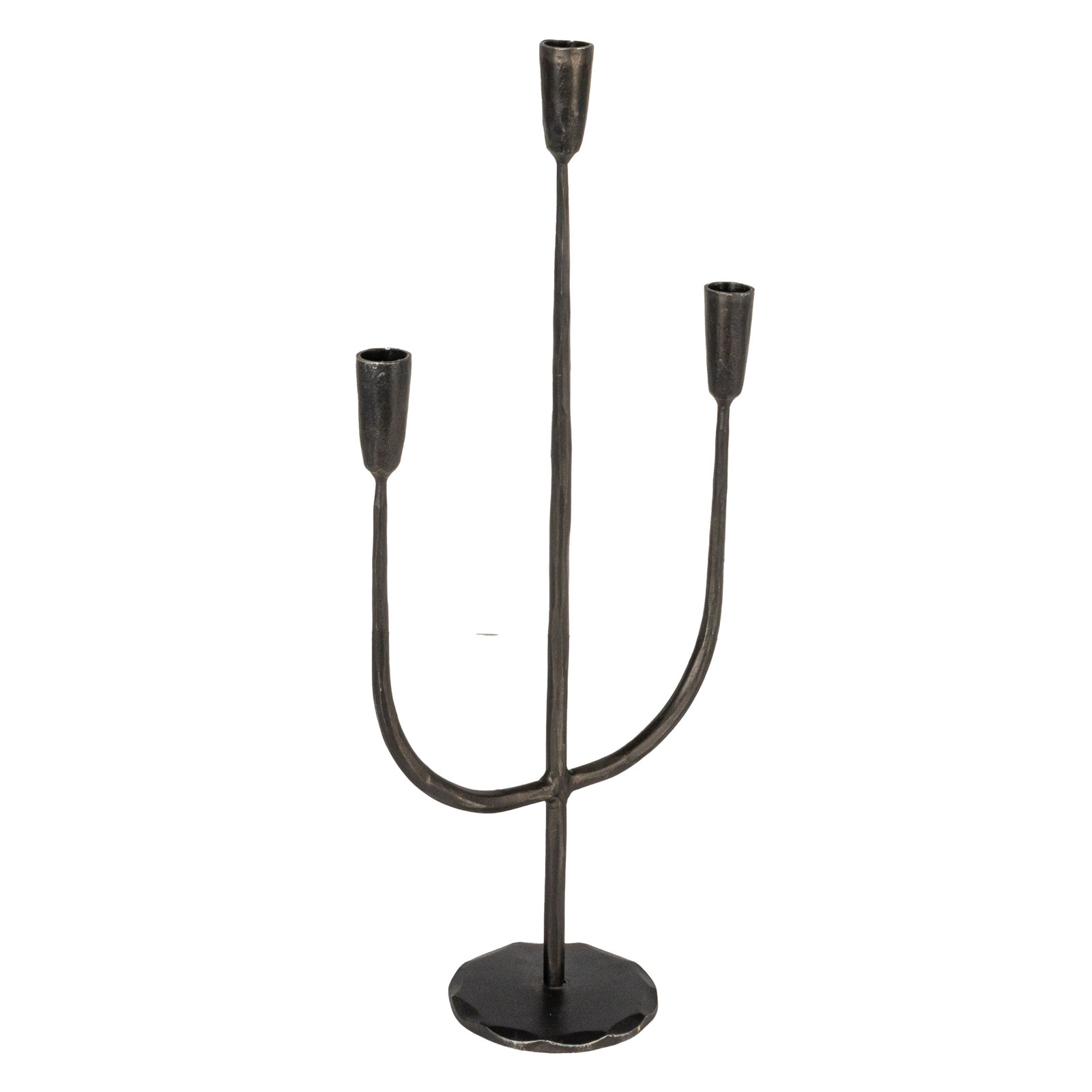 Hand-Forged Metal Candelabra, Black