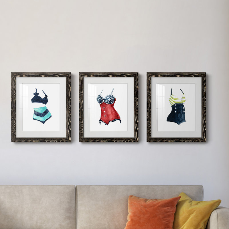 Ensemble de peinture rétro 3 pièces, Noir, H 31,5 po x l 43,5 po x P 1 po
