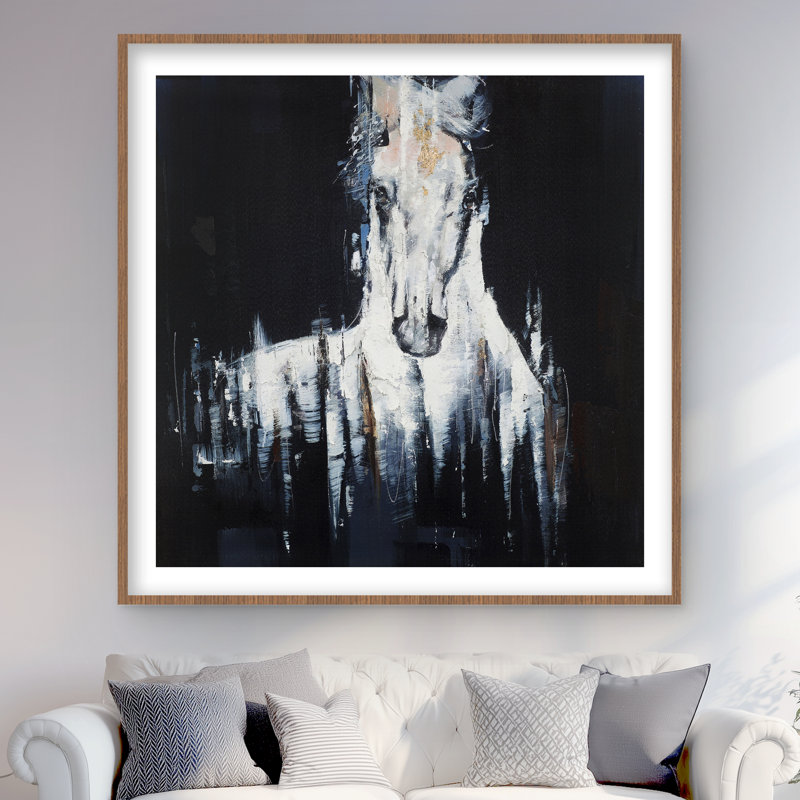 Art abstrait cheval blanc | Décor sur fond noir