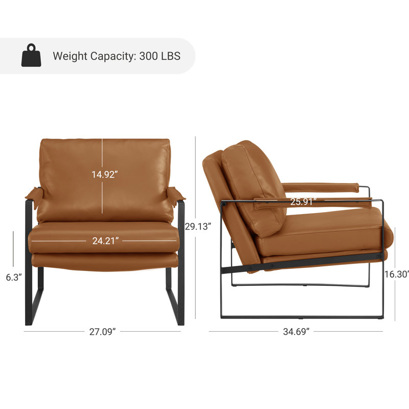 Mirsade 27.09'' W Leather Upholstered Accent Armchair