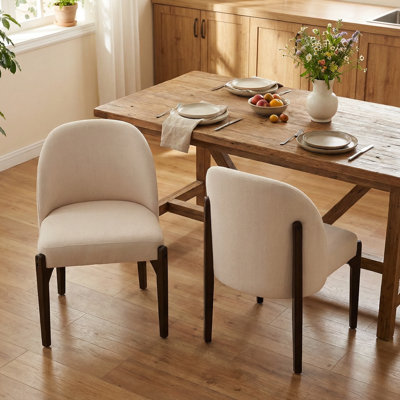 Wooden Dining Chairs Set of 2, Modern Fabric Upholstered Dining Room Chair Kitchen Chairs, Farmhouse Dinner Chair for Kitchen Dining Room