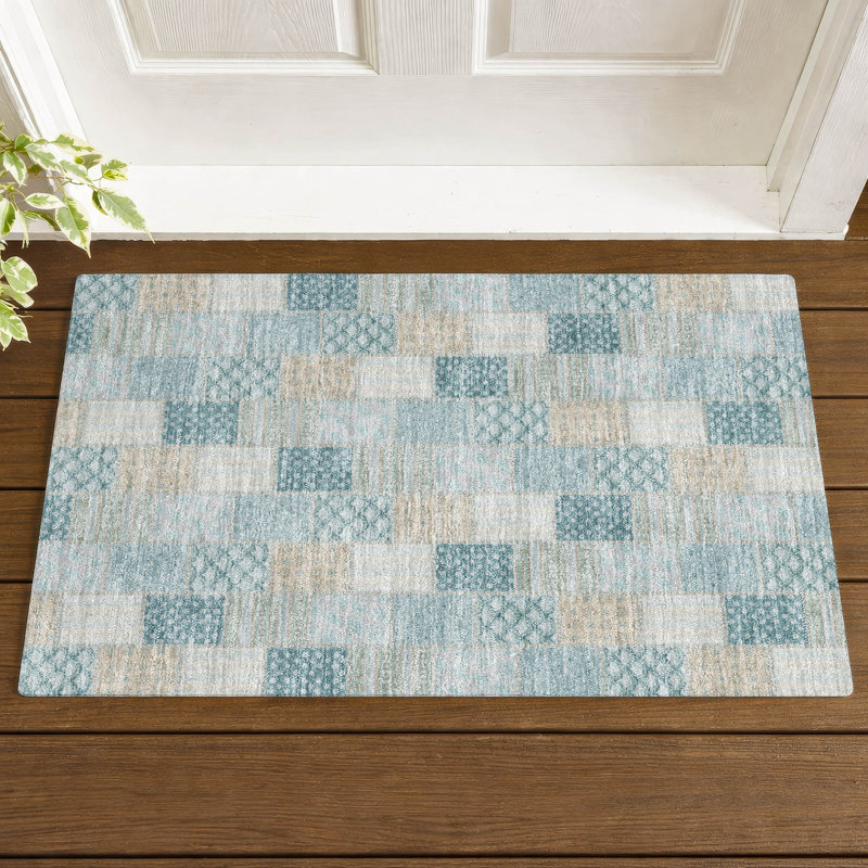 Machine Washable Indoor/Outdoor Chantille ACN2923 Americana Rug, 1'8" x 2'6", Teal