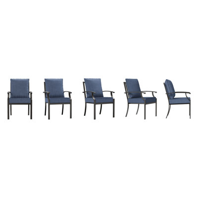 Ikeam Outdoor Stackable Metal Dining Armchair With Cushions(Set Of 5)