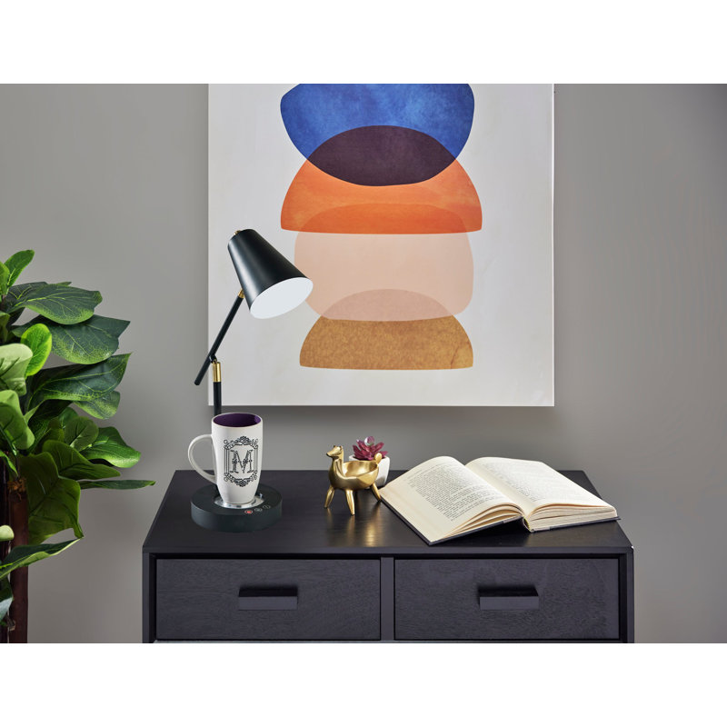 Lampe de bureau en métal avec prise USB, Noir, Métal noir