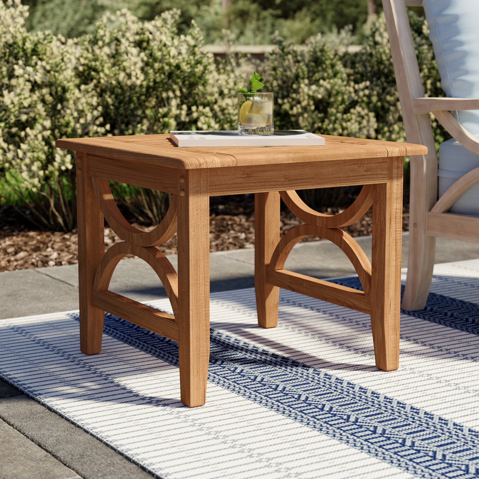 Brunswick Teak Outdoor Side Table, Natural