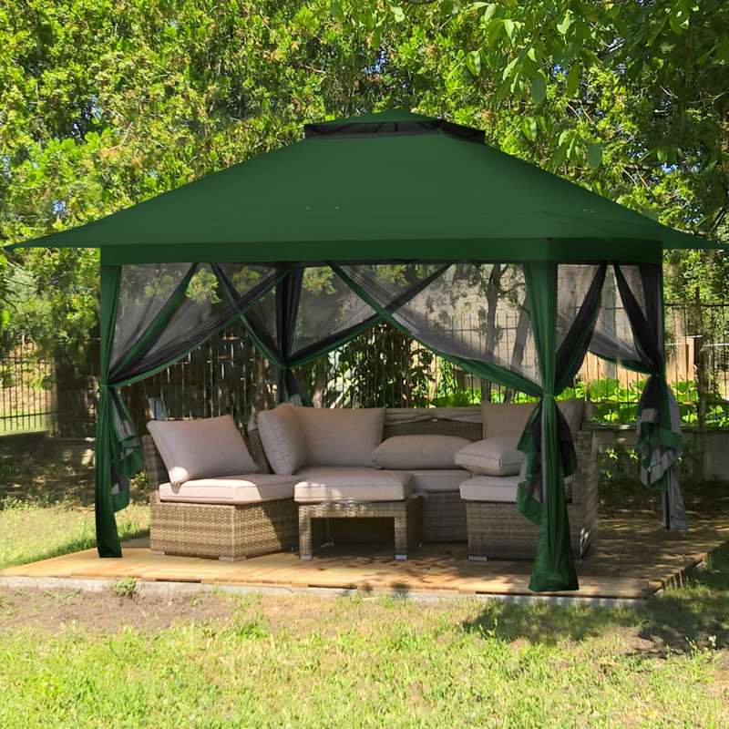 Pop up Patio Gazebo 13 Ft. W x 13 Ft. D Metal Patio, Green