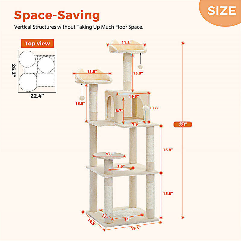 Multi-Level Cat Tree Cat Tower, Beige