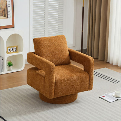 29.13"W Square Swivel Accent Chair, Modern Rotating Arm Chair with Open Back,360 Degree Rotation, Lounge Club Chair with Removable Back Cushion for Living Room, Hotel, Bed Room,Charcoal
