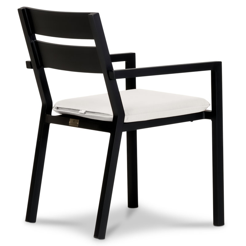 Pacifica Outdoor Dining Armchair, Black, Canvas Natural Sunbrella® Canvas