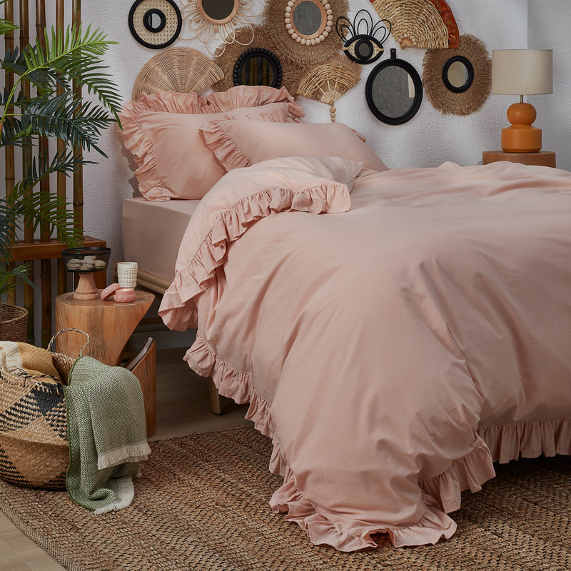 Jarvous Sateen Plain Weave Fitted Sheet, Powder Pink, Super King