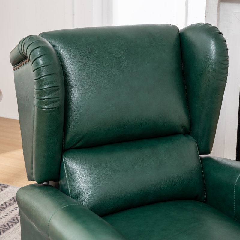 Fauteuil inclinable en cuir véritable Aimee-Lea de 31 po de largeur, Vert