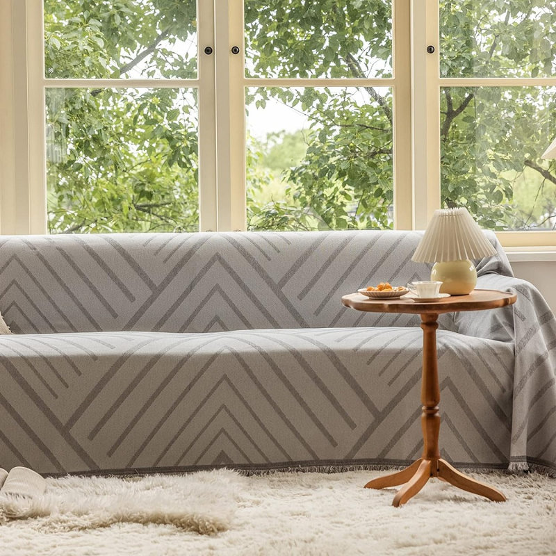 Box Cushion Slipcover, 71" H x 118" W, Gray Chenille