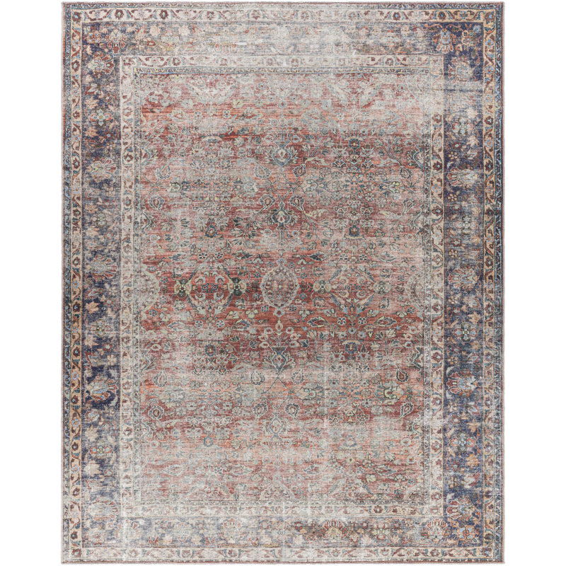Tapis rouge terre cuite / brique Anap, 5 pi 3 po x 7 pi