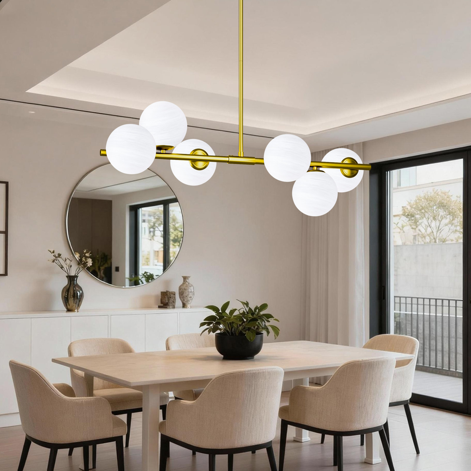 Lio Wrought Iron 6-Light Chandelier, Electroplated Brass
