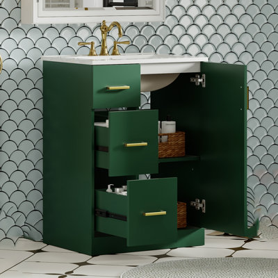 Meuble-lavabo moderne 24 po avec lavabo encastré et armoire inférieure 24 po