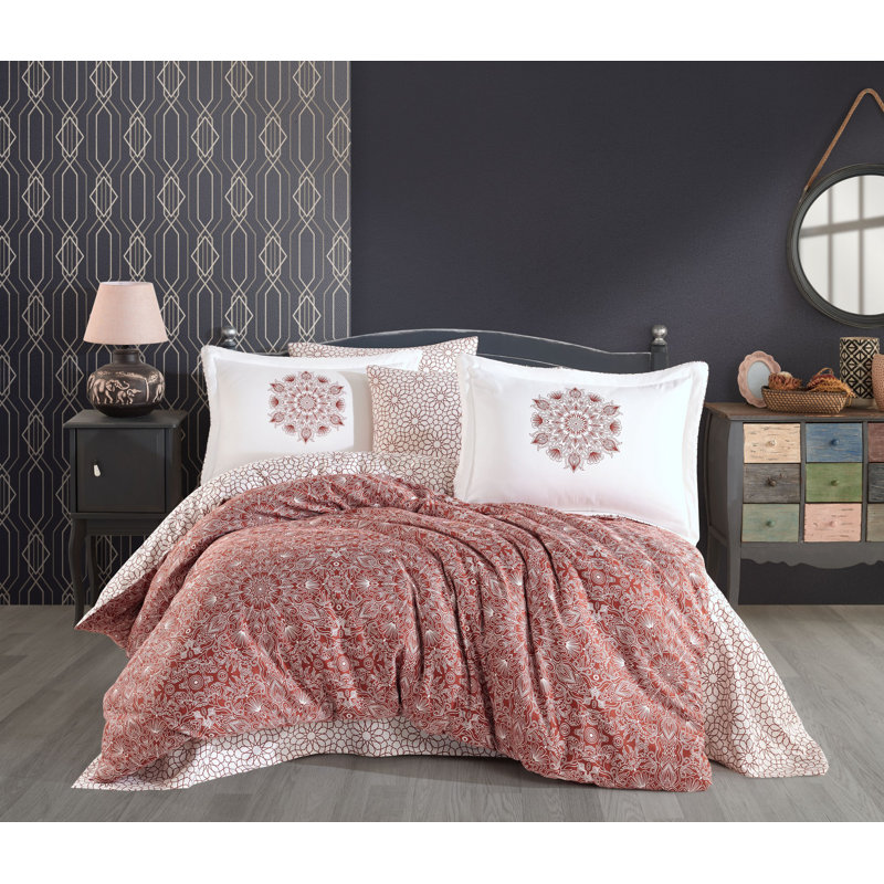 Ensemble de housse de couette, Bronze / blanc floral