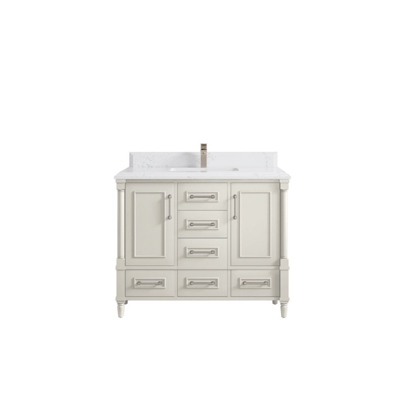 42 " W Freestanding Standard Free Standing 1 Single Vanity Bathroom Vanity With Quartz Top