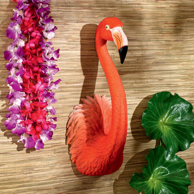 Sculpture murale rose flamant rose tropical