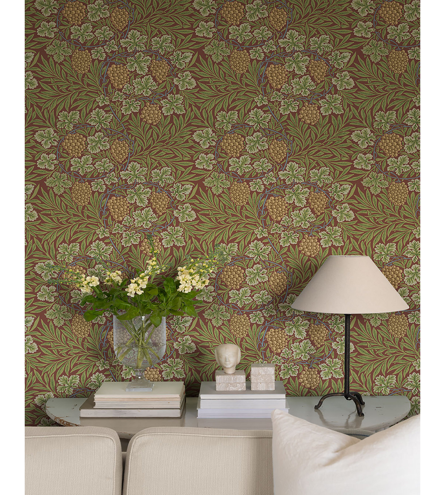 Vine Floral Wallpaper, Ruby