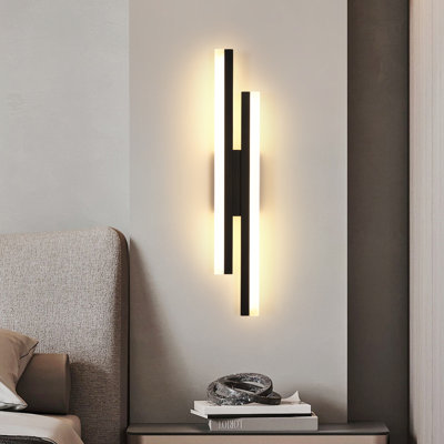 2-Light 48Cm Black 3000K Flush Mounted Sconce