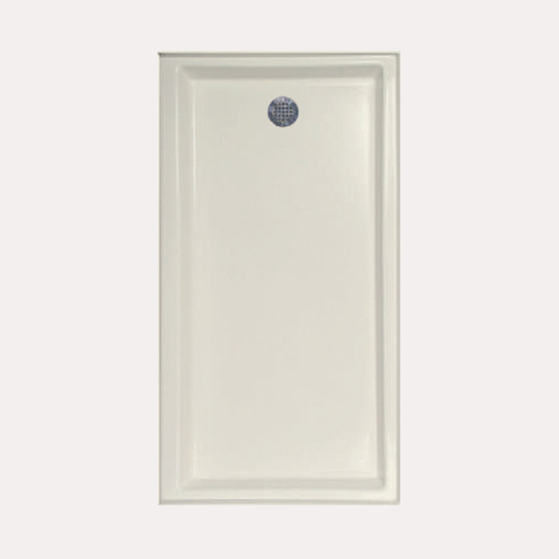 Base de douche à seuil simple l 60 po x p 30 po, Biscuit, Droite