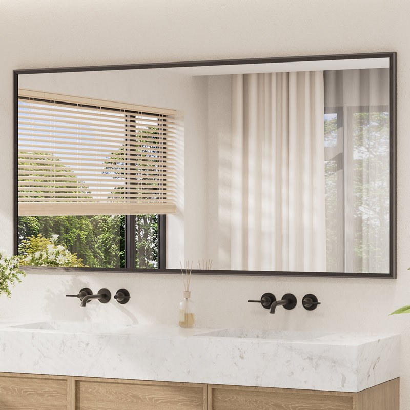 Miroir de salle de bain rectangulaire, 72 po x 36 po, Noir mat
