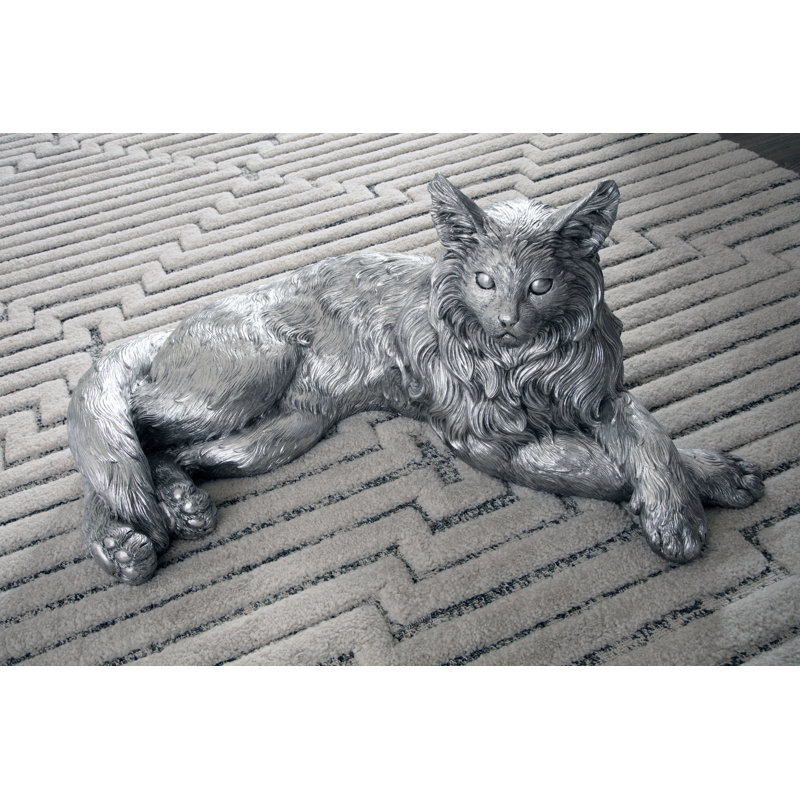 Figurine de chat en résine, feuille d'argent