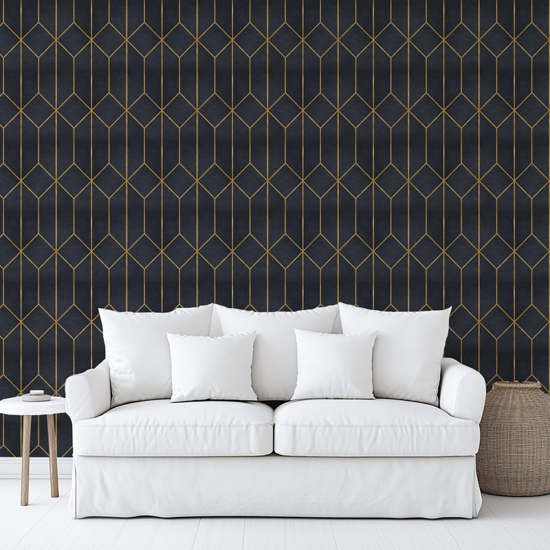 Papier peint à peler et coller Diamond Trellis, Marine