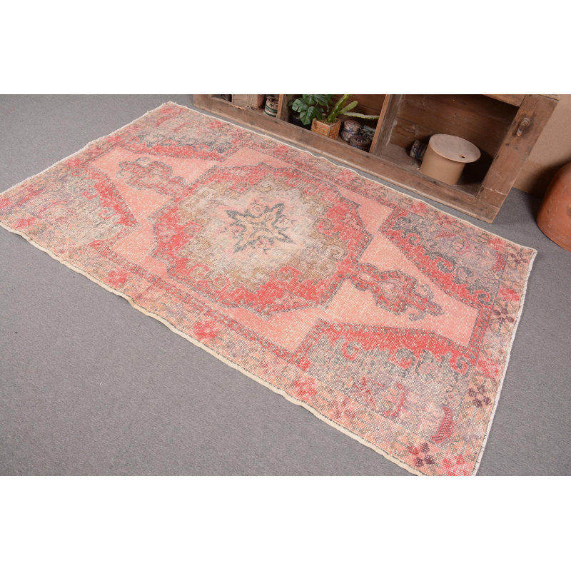 Vintage Rug, Turkish Rug, Red  4.3x7 ft Area Rugs, Bedroom Rugs, Moroccan Rugs