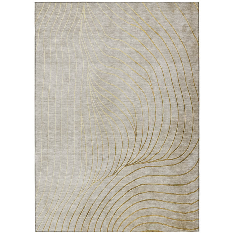 Machine Washable Indoor/Outdoor Xhevrie Beige Rug