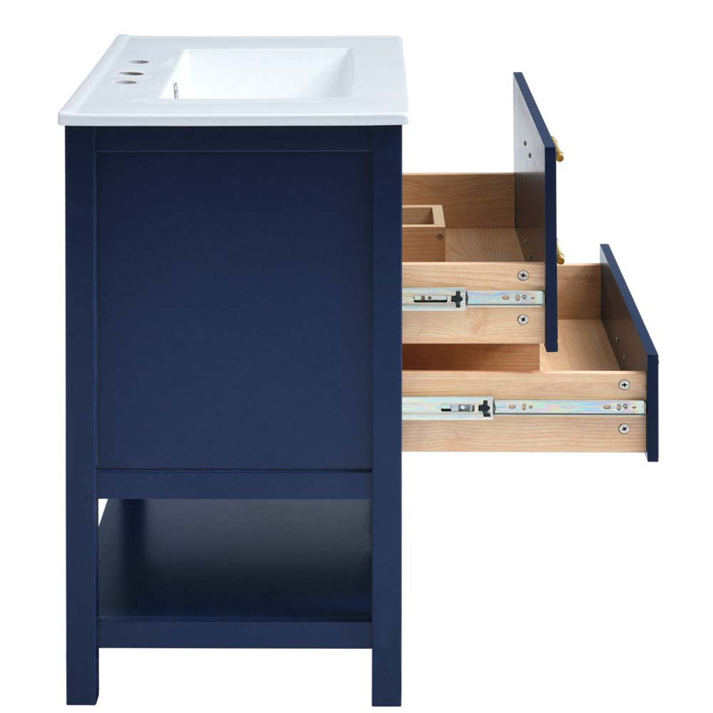 Meuble-lavabo simple avec plateau Walke 18, Bleu