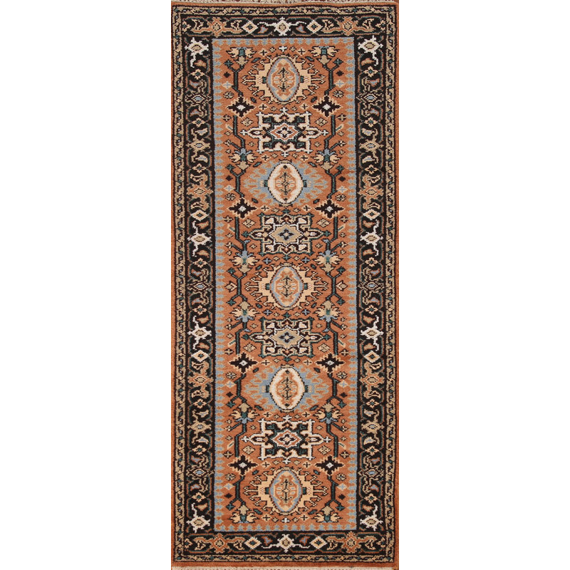 Tapis de couloir indien orange 3x8