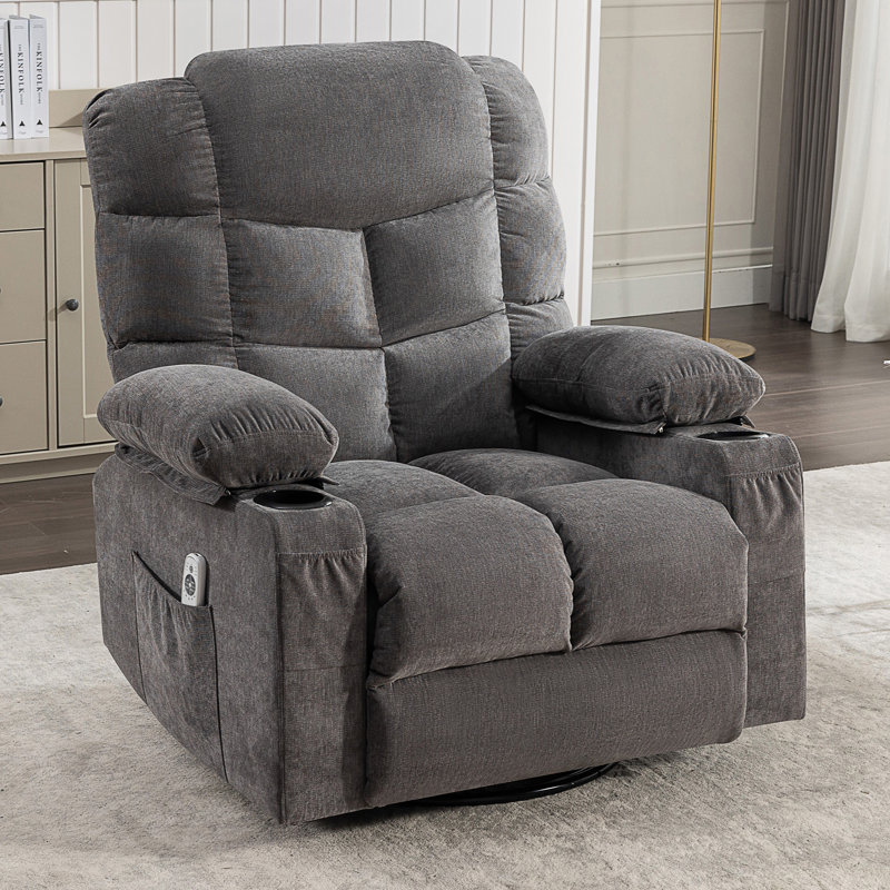 Massage Rocker Recliner Chair Rocking Chairs For Adults Oversized With 2 Cup Holders, USB Charge Port Soft Features A Manual Massage And Heat