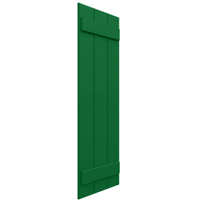 21 1/2"W x 40"H EnduraCore Composite Four Board Joined Board-n-Batten Shutters, Viridian Green (Per Pair - Hardware Not Included)