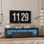 Meuble télé ultrabrillant avec lumières DEL pour téléviseur de 65 po ou moins, console de télévision moderne avec armoires de rangement pour le salon-1425899828
