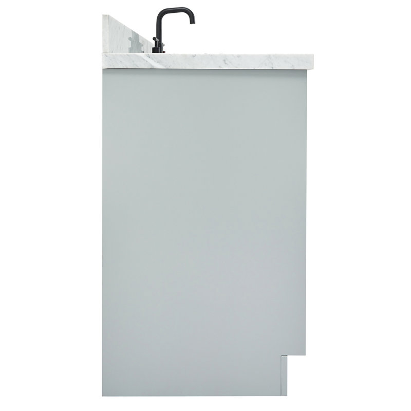 ARIEL Kelly 55 Single Sink Bathroom Vanity with Italian Carrara Marble Top, Gray