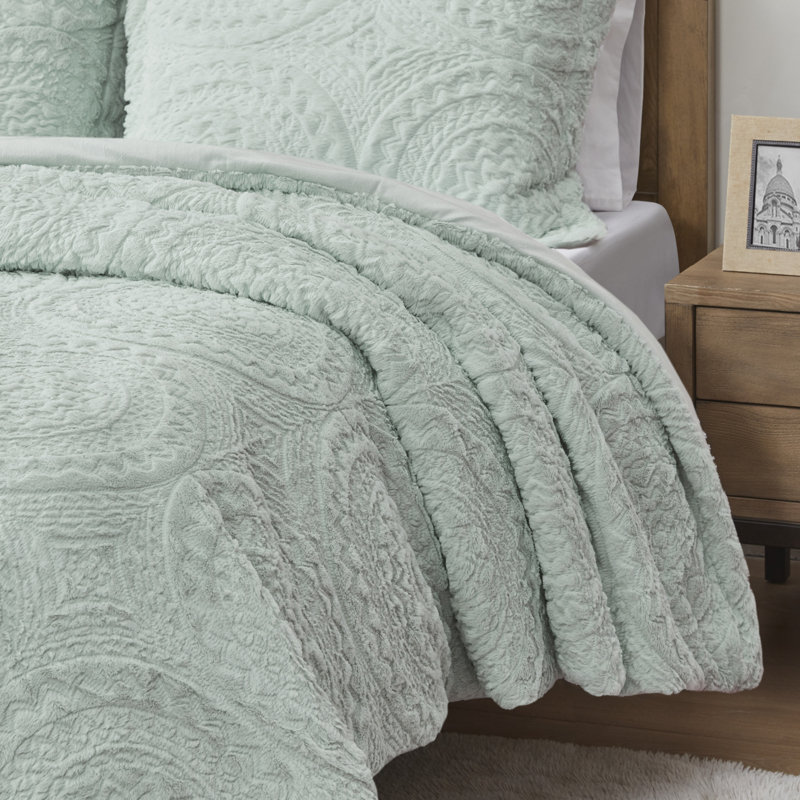 Ivory Twin Faux Fur Reversible Comforter Set